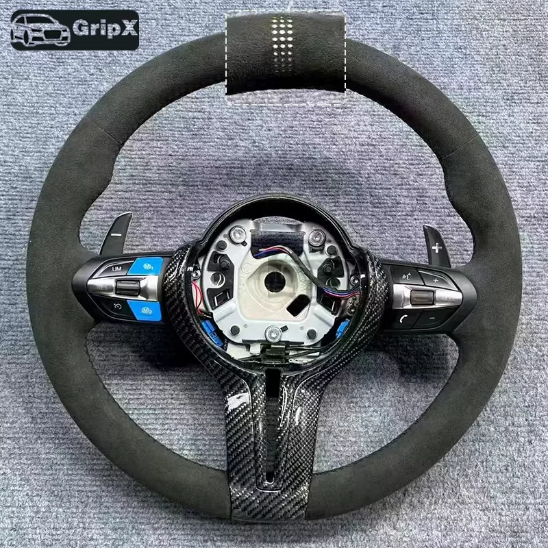 Adecuado para BMW F01 F10 F20 F22 F30 F31 F32 M2 F87 M3 F80 M4M interior deportivo de fibra de carbono para volante Alcantara,