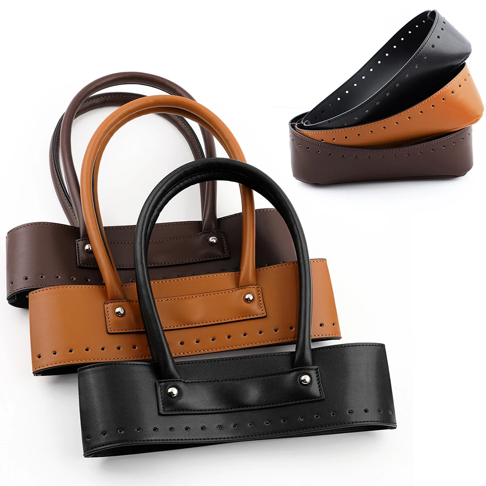 

1Set Handbag Making Kits Knitting Crochet Bag Bottom PU Leather Bags Handle Set for DIY Shoulder Tote Bag DIY Sewing Accessories