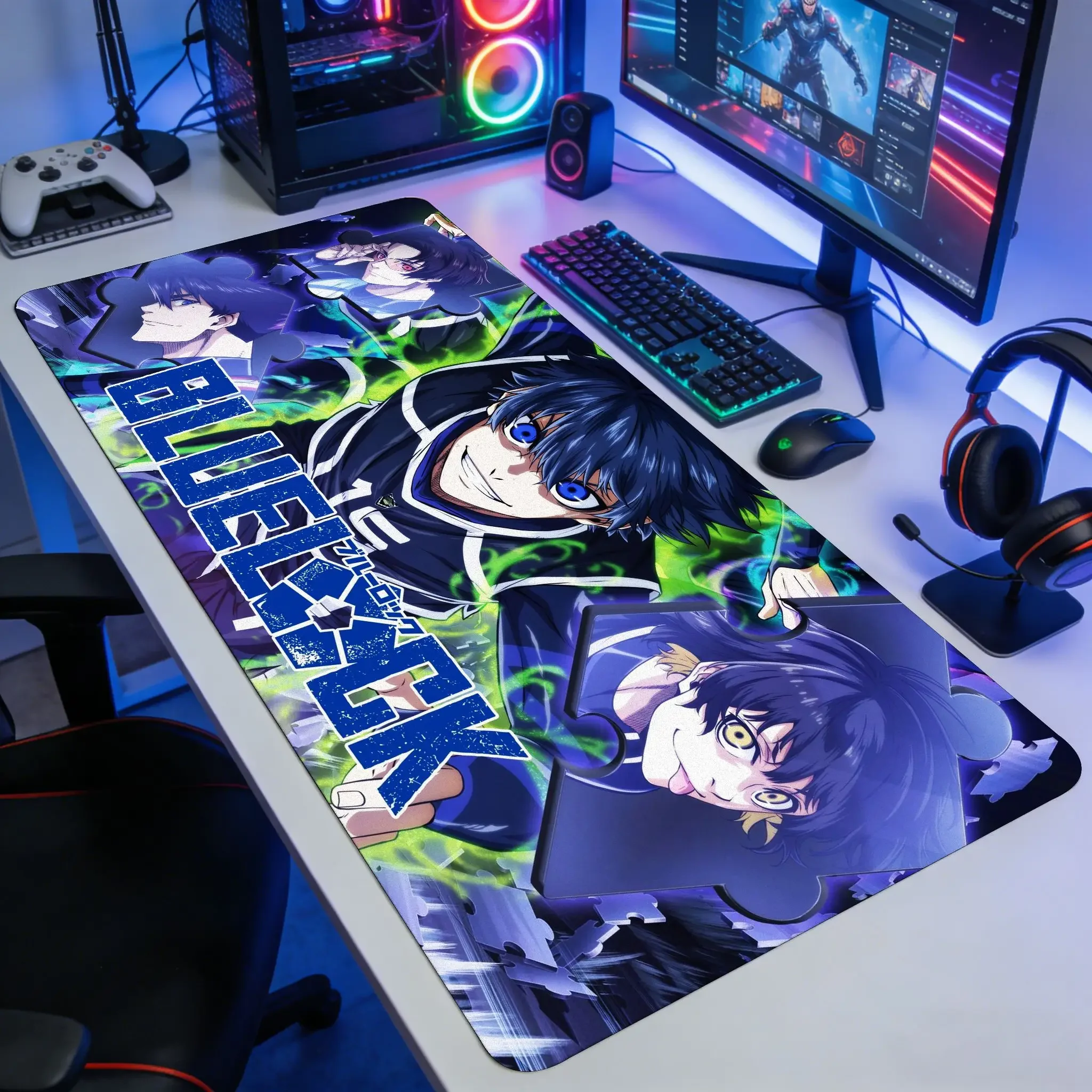 CIFBUY Blue Lock Anime XXL Gaming Mouse Pad Cool Football Manga Character Pattern Laptop Keyboard Desk Table Mat