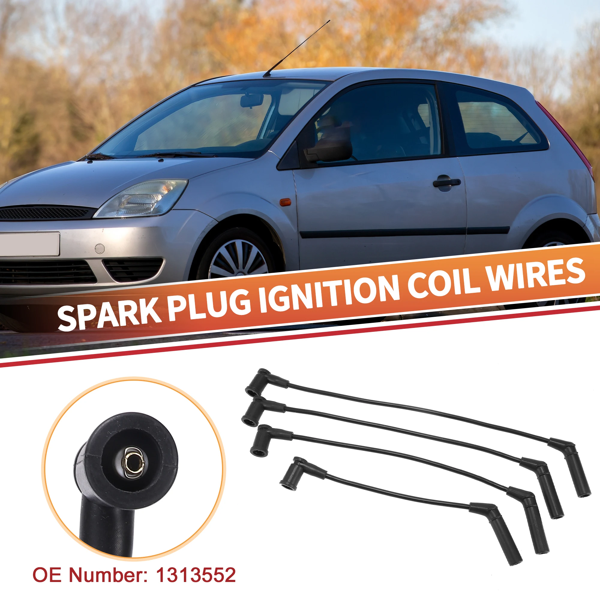 

UXCELL 4 Pcs Spark Plug Wire Ignition Coil Cable No.1313552 for Ford Fiesta V 2001/11