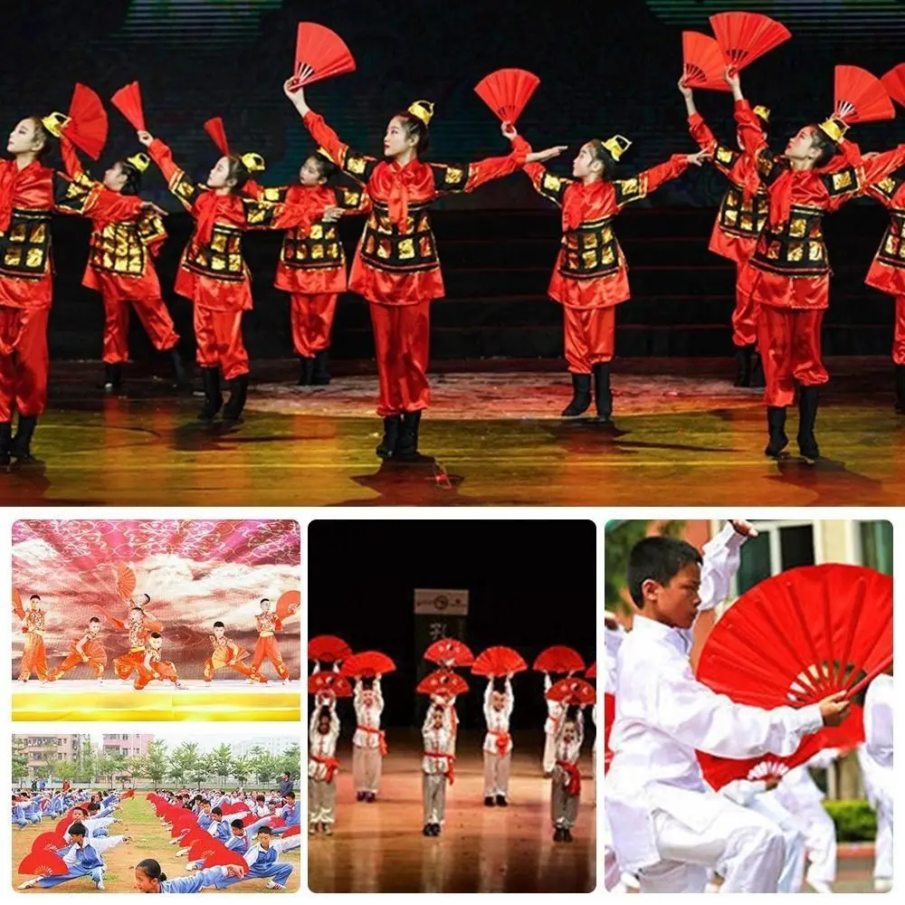 

34cm Chinese Tai Chi Yoga Kung Fu Fan Plastic Bone Chinoiserie Gift Dance Performance Fan 10 Styles Hand Folding Stage Fan