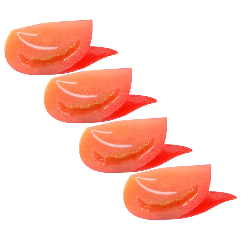 4 Pcs Simulated Tomato Simulation Vegetable Models False Lifelike Fake Slice Props