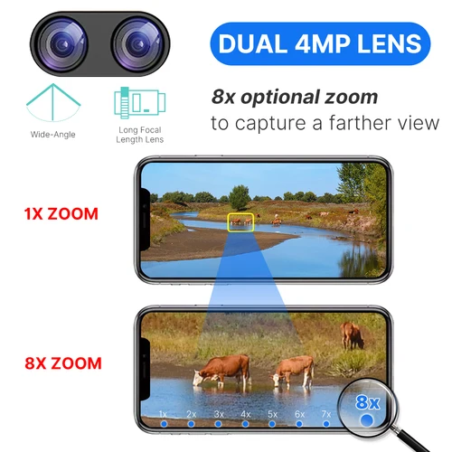 Imagen 2 del producto Hiseeu 4K 8MP lente Dual PTZ Wifi cámara IP 8X Zoom exterior HD a todo Color visión nocturna detección humana cámaras de videovigilancia