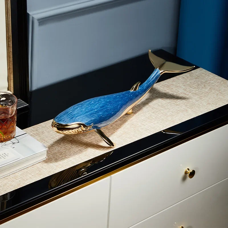 enamel whale ornaments, high-end atmospheric living room, TV cabinet decorations, handicrafts, new house housewarming gifts