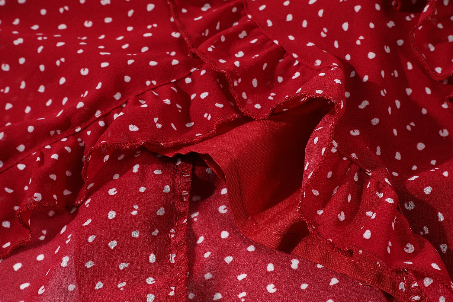 High Waist Vintage Red Dots Printed Women's Umbrella Cake Skirts 2025 New Irregular Ruffles Casual Loose A-line Skirts Female