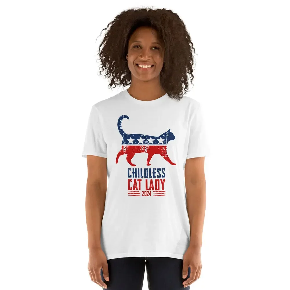 Kamala Harris 2024 Shirt Childless Cat Lady  President Womens T-Shirt New Style Hot Sale  Unisex  High Quality Cotton O-neck