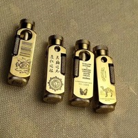 Luxury Heavy-duty Trench Shaped Brass Lighter with Laser Carved Hexagonal Patterns, Personalized Retro Creative Lighter