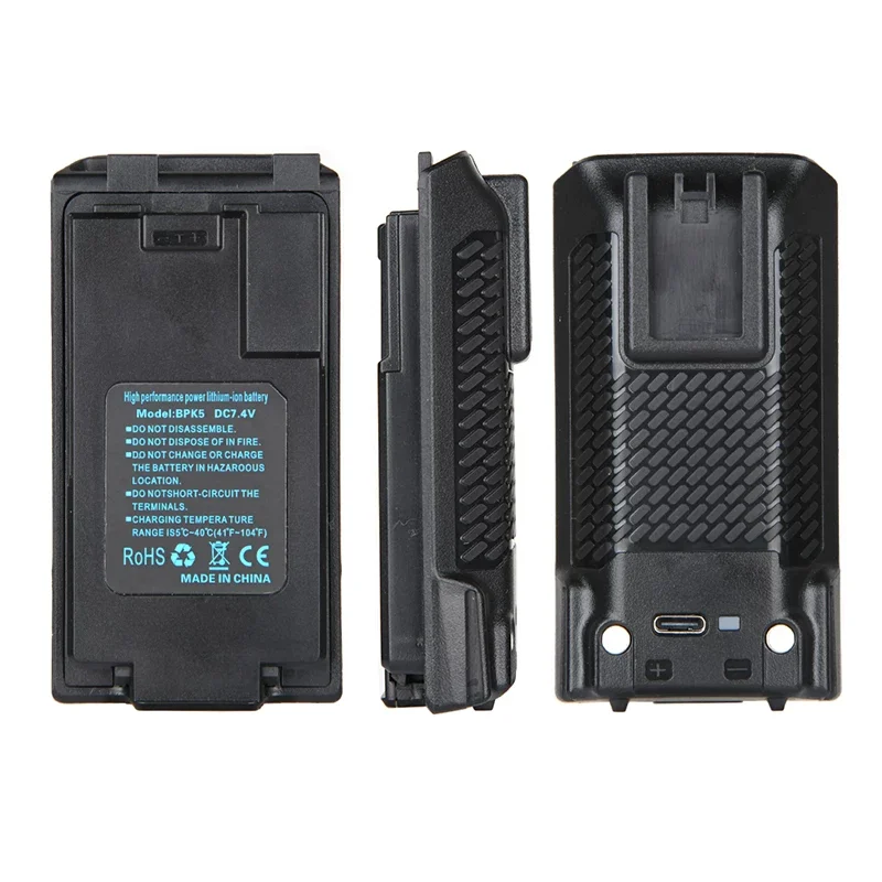 New BPK5 for Quansheng UV-K5 UV-K6 UV-K58 Walkie Talkie Battery 7.4V 2200mAh/3000mAh/3800mAh Type-C Charging Replacemen