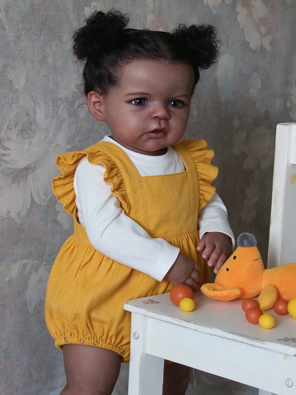 Handmade 60cm Reborn Sandie in Dark Brown Skin Implantation Hair Realistic Baby Holiday Gifts for Girl