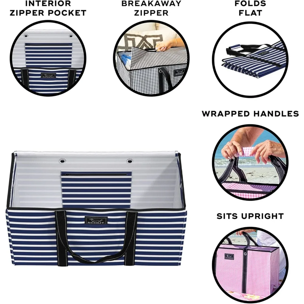 حقيبة أدوات خفيفة الوزن وكبيرة جدًا قابلة للطي - مثالية لتسوق البقالة والشاطئ وحقائب السوق مع سحاب منفصل لـ #2