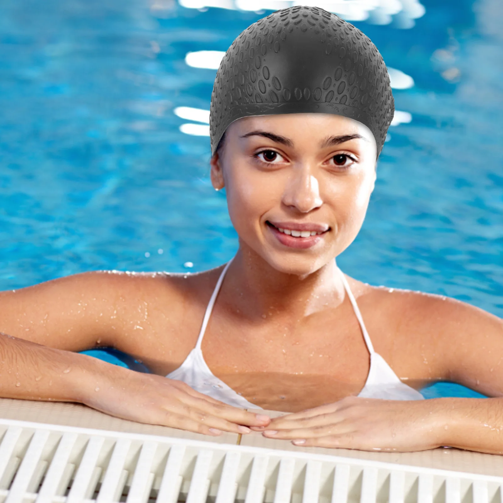 

Comfortable Silicone Swimming Hat Stylish Waterproof Elastic Cap Durable Lightweight Flexible Unisex Swim Protector