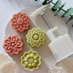 4Pcs/Set 75g Lotus Mooncake Mold Ten-petal Lotus Chinese Tradition Home DIY Festival Pastry Decoration Tools Kitchen Baking Mold