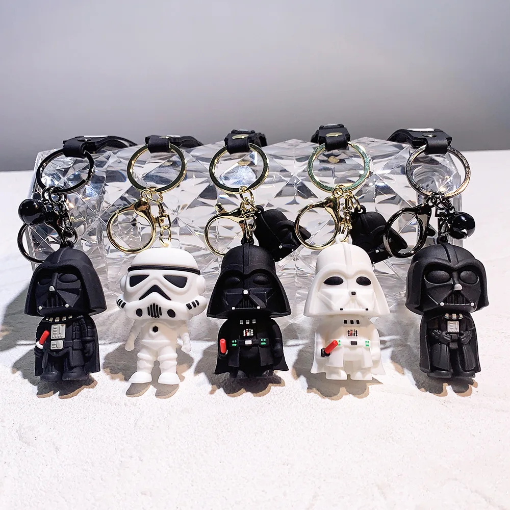 Anime Star War Keychains Darth Vader Pendant Black White Cartoon DeadPool Keyring Bag Ornament Collectible Jewelry Decor Gifts