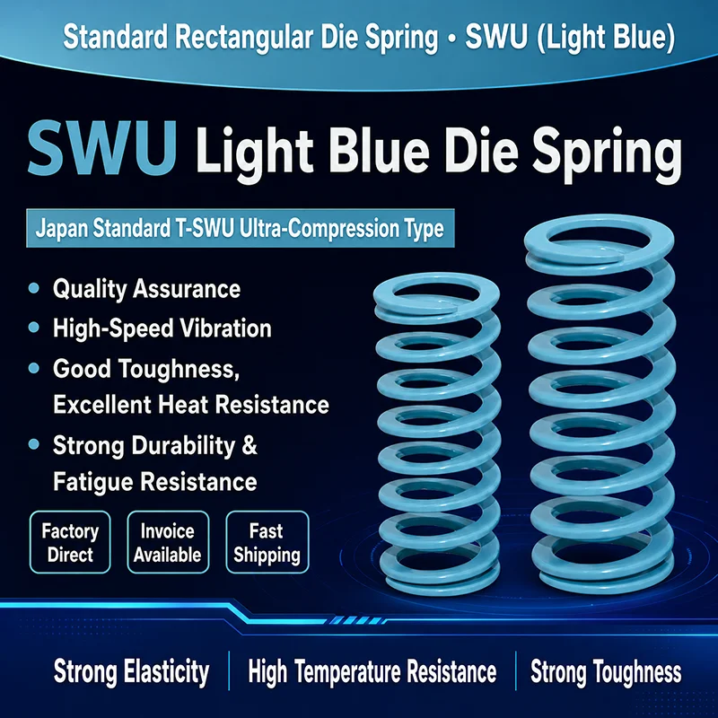 SWU Light Blue Rectangular Die Spring JIS Standard Ultra Compression Mold Spring OD 10.5-43mm Length 15-300mm