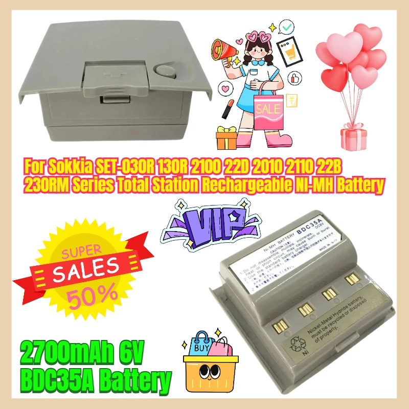 

2700mAh 6V BDC35A Battery for Sokkia SET-030R 130R 2100 22D 2010 2110 22B 230RM Series Total Station Rechargeable NI-MH Battery