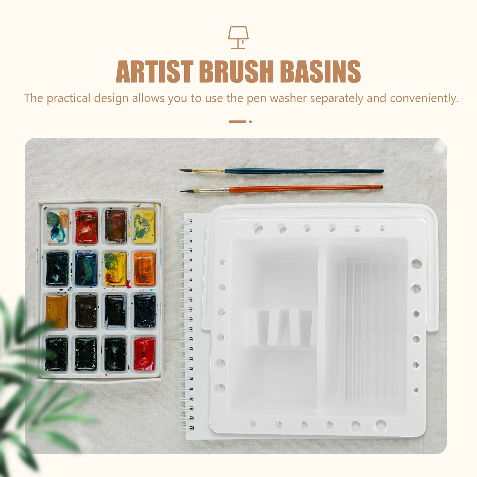 Lavadora de pinceles de artista de plástico, lavabo de pinceles de pintura, bolígrafo portátil, cubo de lavado, bandeja de mezcla de colores, suministros de pintura