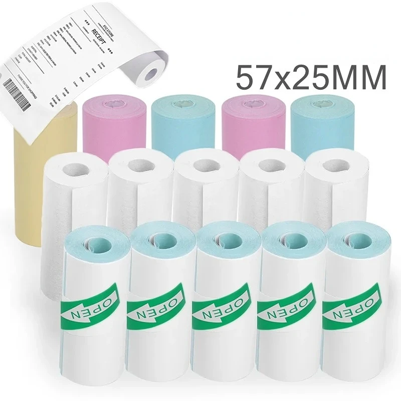 Mini Printer Thermal Paper Label Sticker Color Adhesive Paper Wireless Bluetooth Photo Ink-less Printer Printing Paper 57mm