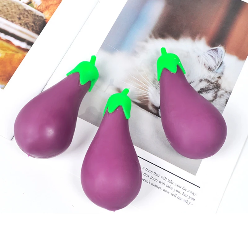 1Pcs Simulated Eggplant Squeeze Toys Memory Sand Decompression Vent Toys Stress Relief Sensoty Toys for Kids Adult