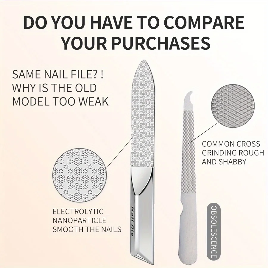 Stainless Steel Double-Sided Nail File with Storage Thickene