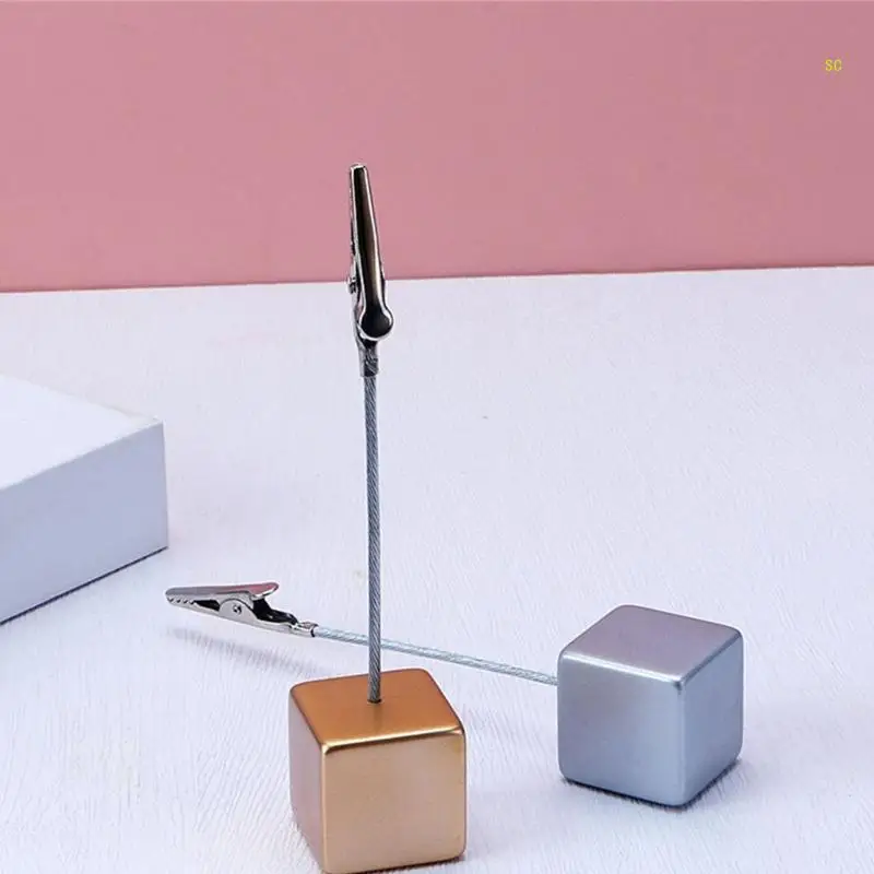 1PC โปร่งแสง Cube ฐาน Memo ผู้ถือคลิปสำหรับการ์ดภาพ Dropship