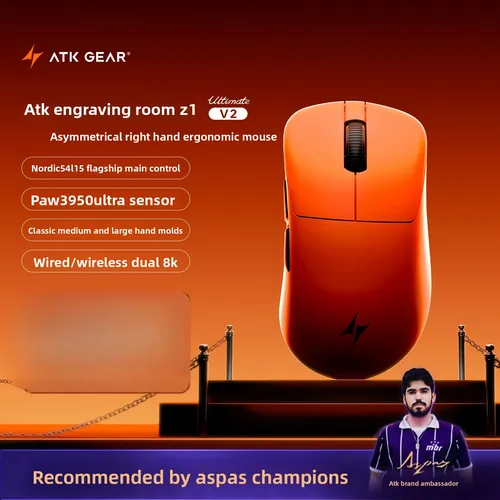 Imagen 2 del producto Ratón inalámbrico ATK Z1V2 Ultimate Gaming Dual 8K PAW3950Ultra Electronics, ratones para deportes electrónicos, accesorios personalizados para PC, regalos para jugadores