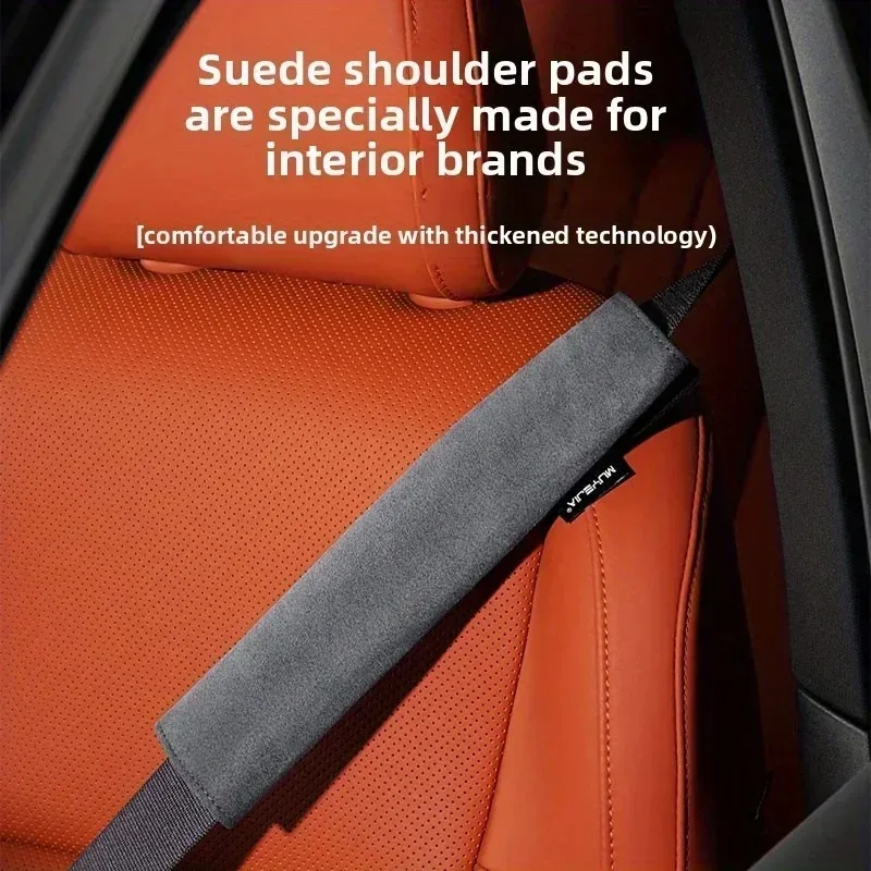 Car seat belt protectors, suitable for all seasons, suede fabric, 28cm, 2 pieces