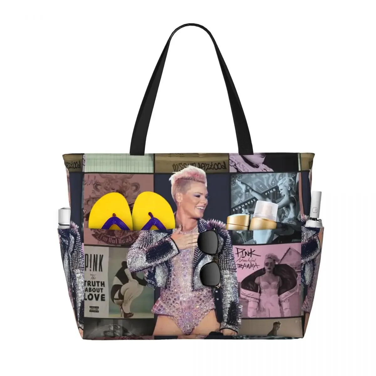 Pink P!nk Cool Singer Country Music Beach Tote Bag Sport Gym Yoga Duffle Large Tote Bag Women Travel Bag Fitness bag