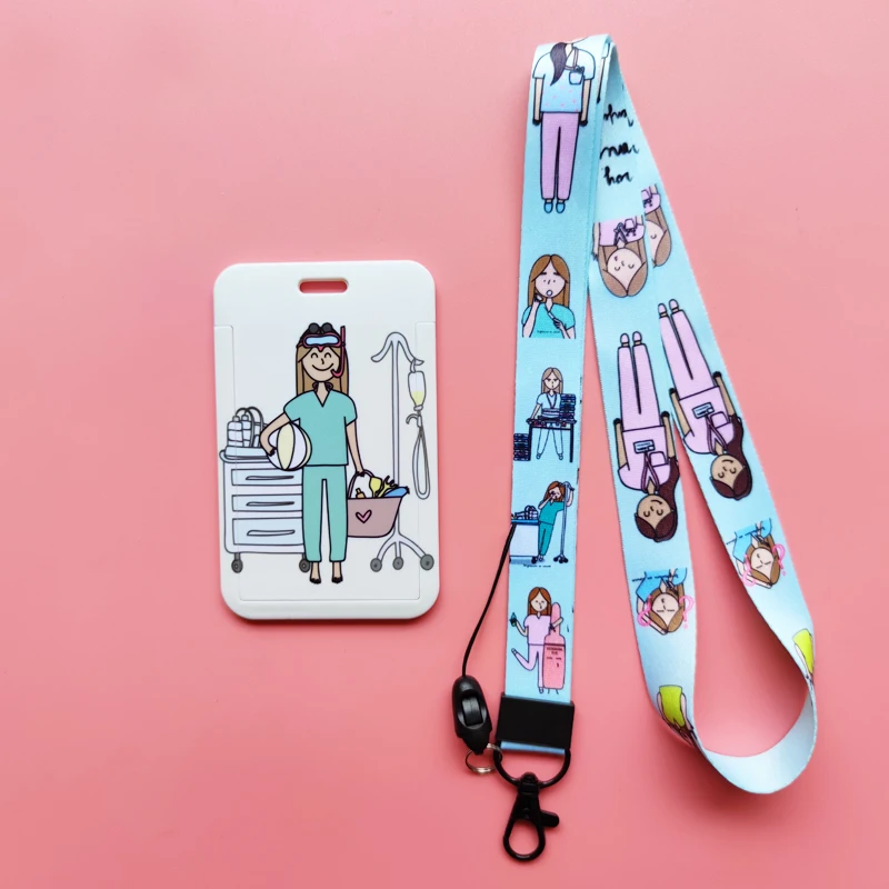 Neue Kreative Arzt Krankenschwester Lanyards ID Abzeichen Halter Frauen Karte Halter Hängen Seil Mädchen Lanyard Karte Fall Versenkbare Clip – Detail 20
