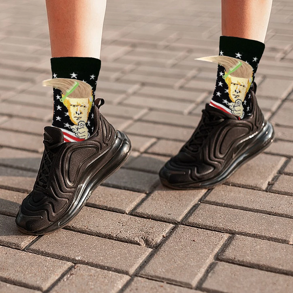 Funny President Donald Trump Socks Compression Socks Donald Trump Socks Novelty Funny Socks Skateboard Long Socks for Men Women