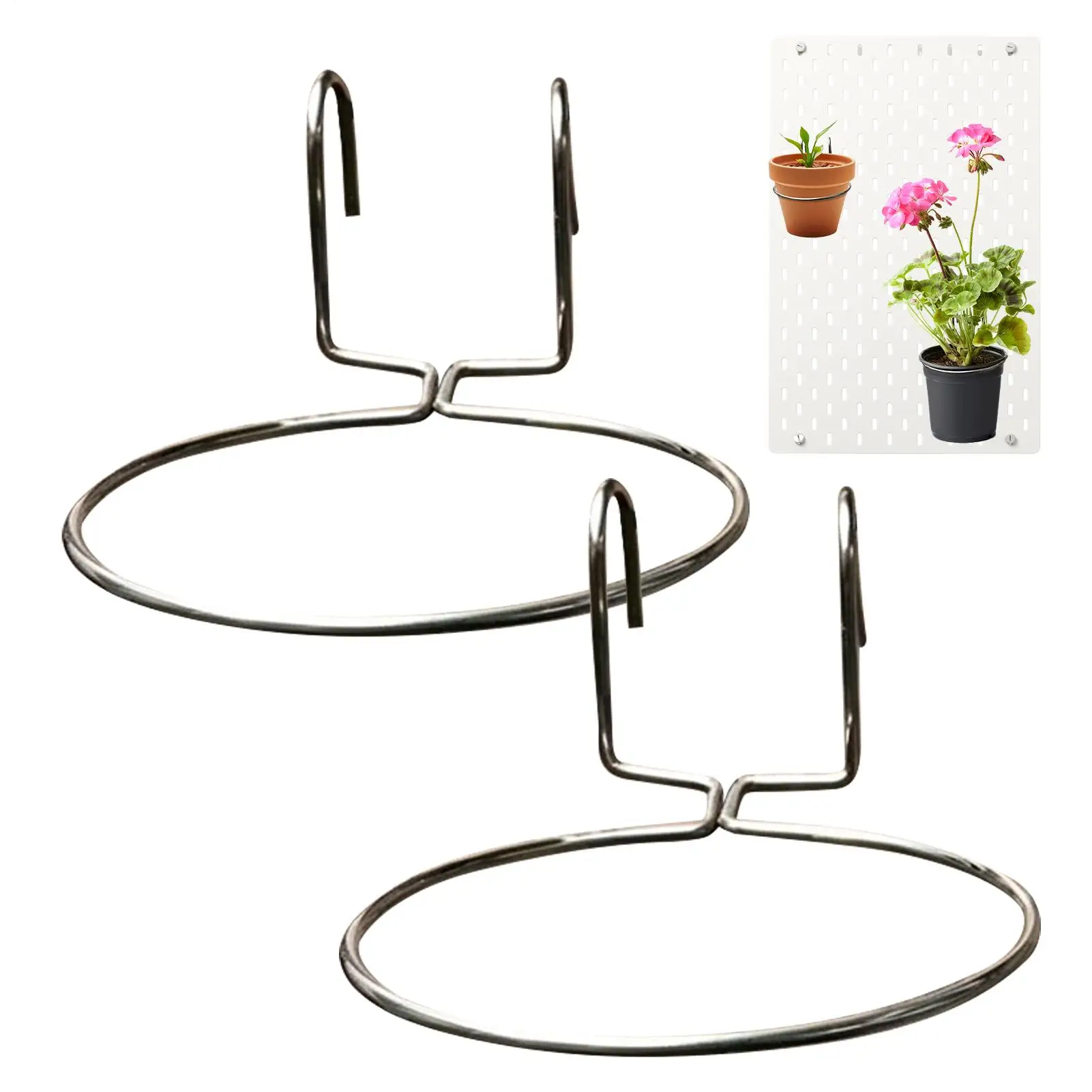 2 Pieces Flower Pot Ring Bracket Wall Mounted Plant Holder Metal Heavy Duty Planter Ring Holder Indoor Hanging Plant Rack