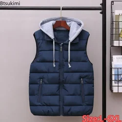 2026 Autumn Winter Men's Hooded Vest Solid Casual Outdoor Sports Couple Waistcoat Fashion Sleeveless Thicken Warm Jackets Male