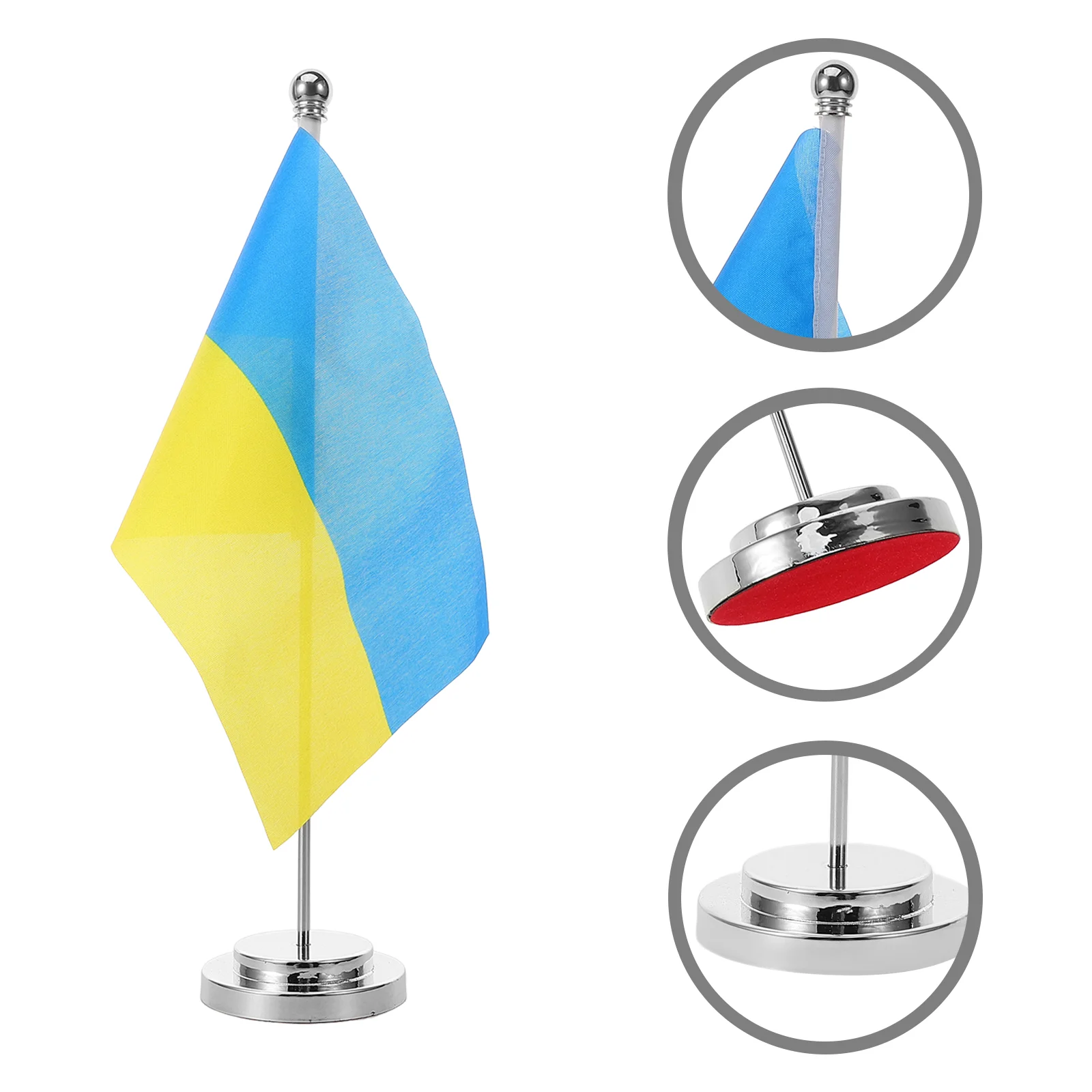 Flags Ukraine Ukrainian With Stand Metal Mini Table Tabletop Ornament Small Office