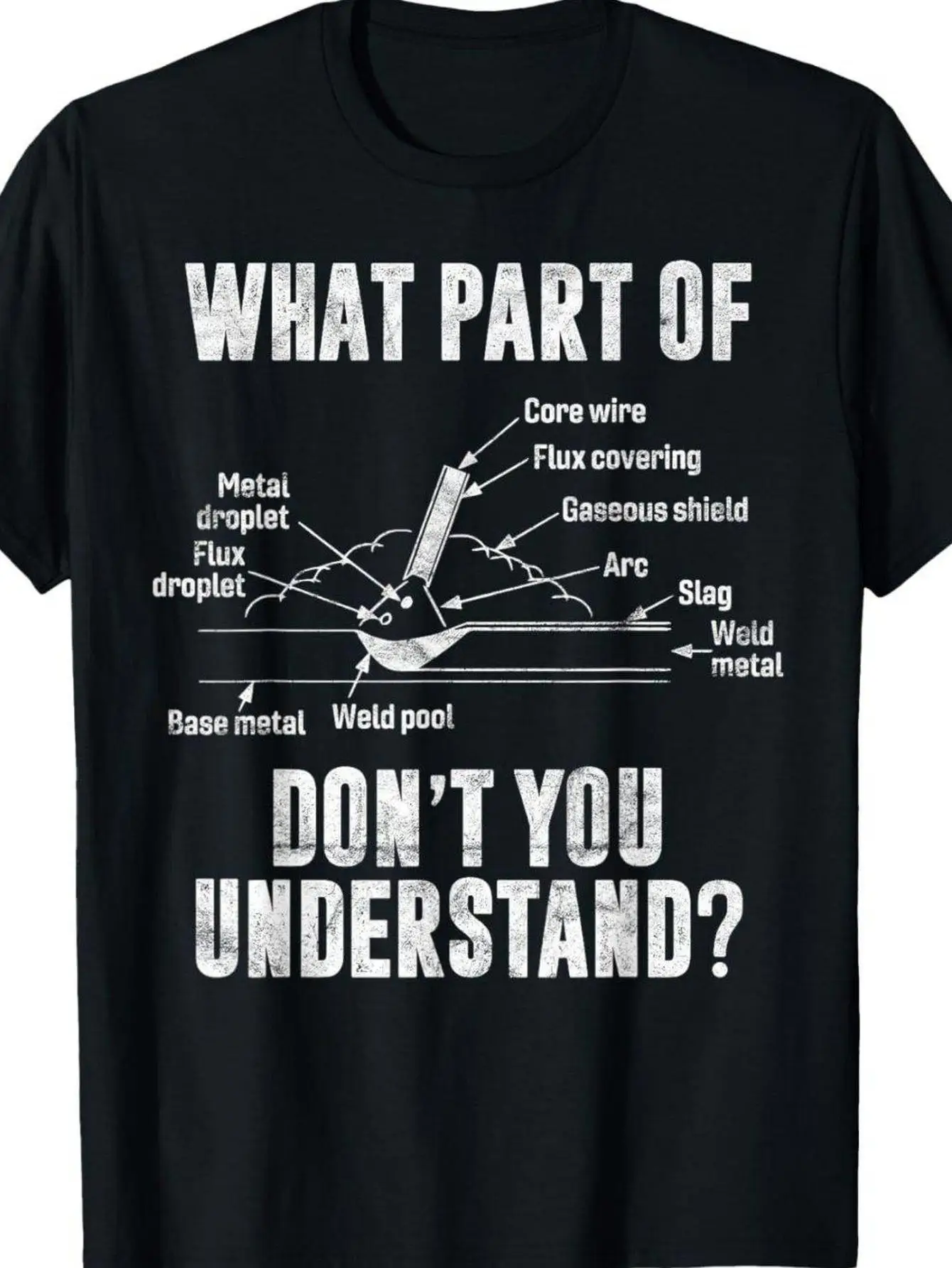 تي شيرت رجالي برسومات اللحام الفكاهة أي جزء من لا تفهم شروط اللحام تصميم أسود مع طباعة بيضاء بلوزة هاراجوكو #1