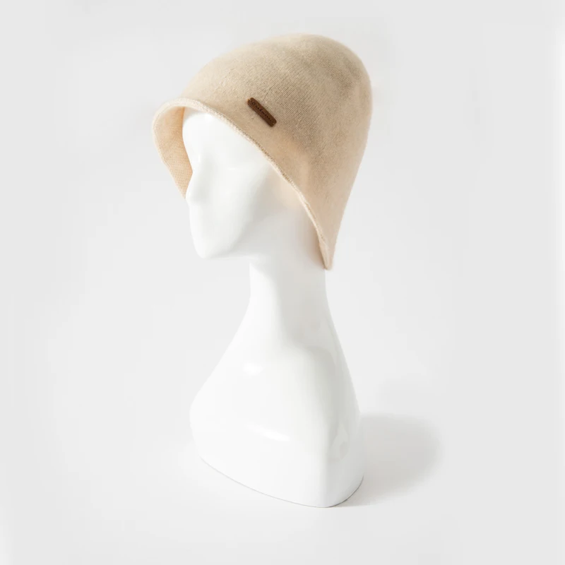 MERRILAMB Neue Kaschmir Eimer Hüte Herbst Winter Hohe Qualität Mode Im Freien Einfarbig Warme Kaschmir Gestrickte Kappe für Frauen – Detail 6