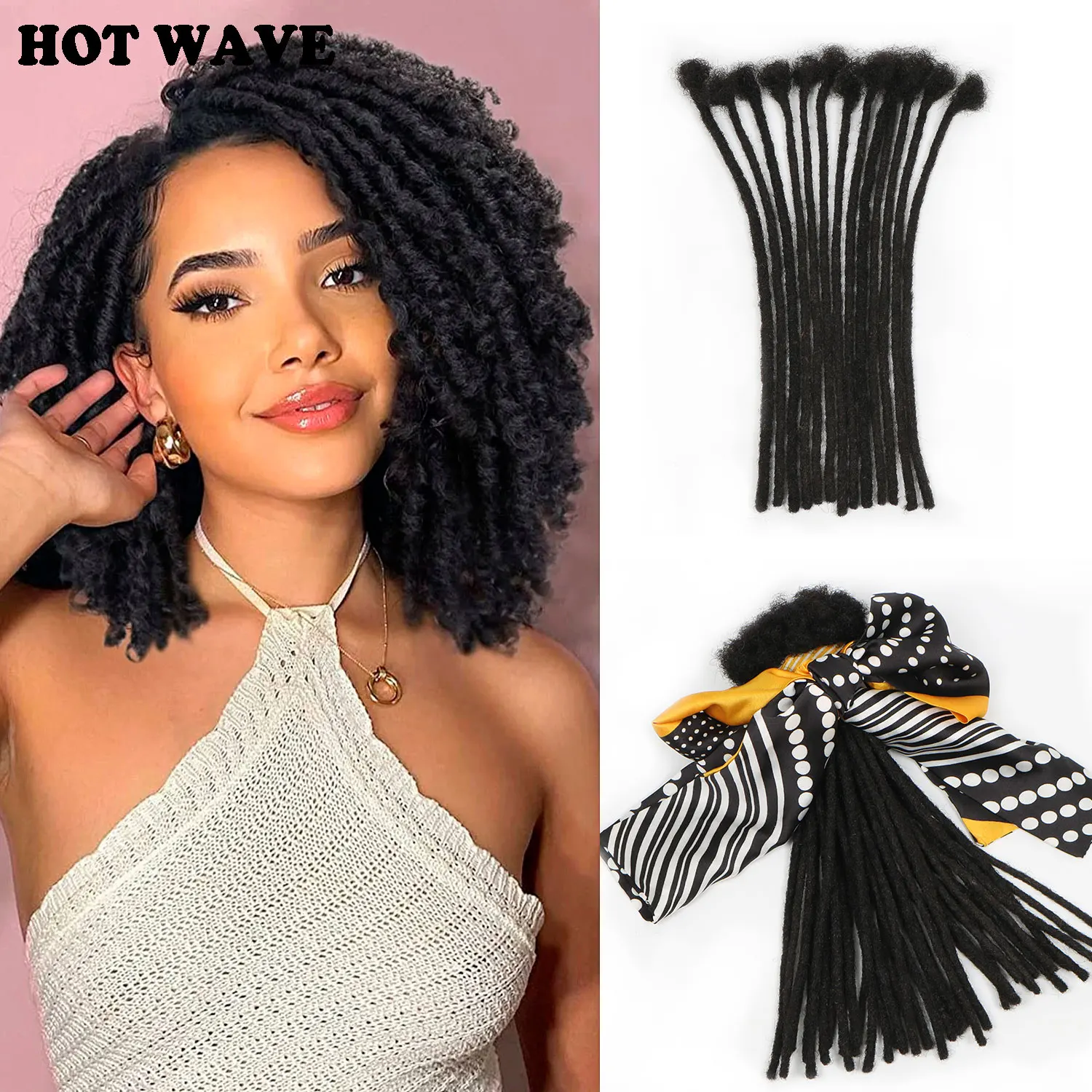 

HOT Afro Kinky Straight 100% Human Hair 60 Strands Dreadlock Extensions 10-20 Inch For Men/Women Afro Kinky