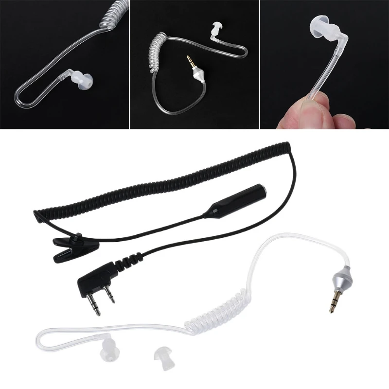 2-Pin PTT Mic Headset to 3.5mm Air Acoustic Tube Earpiece for Baofeng UV-5R 888s