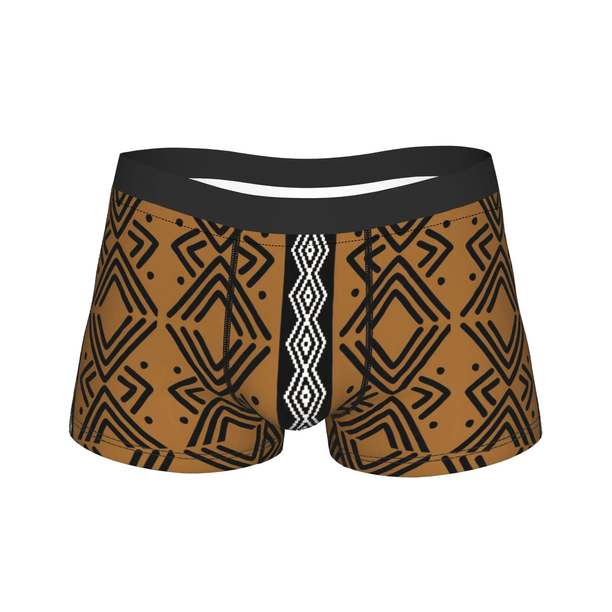 Natural African Afrocentric Bogolan Underwear  Male Shorts Briefs Novelty Trunk High Quality Printing Oversize Underpants