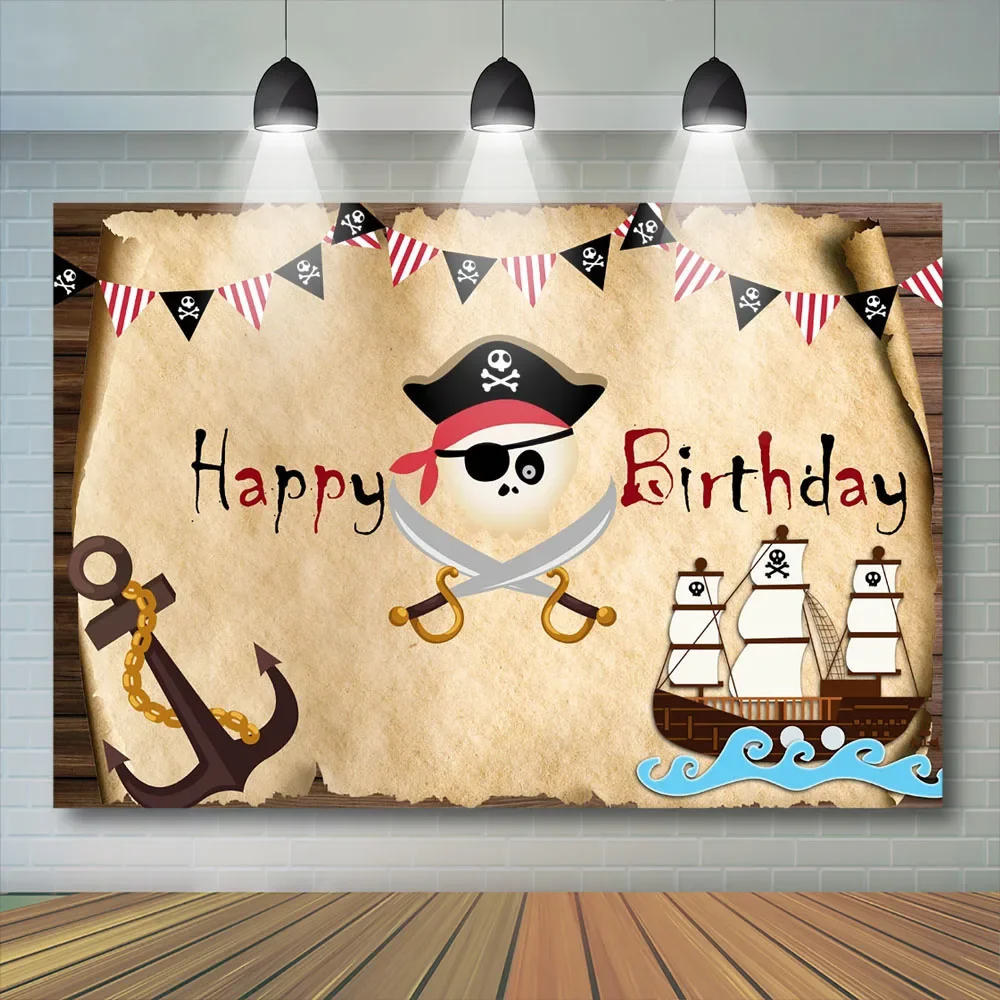 Adventure Pirait Backdrop Babyshower Newborn Photography Backdrop Pirate Ship Map Background Baby Photobooth