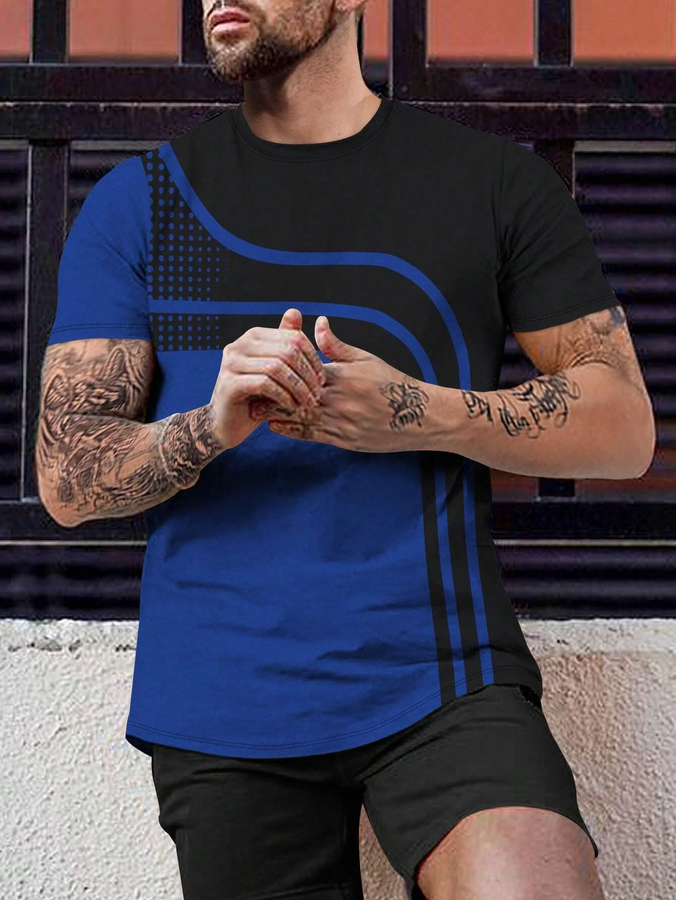 

Summer Sportswear Men' Men's Color-Block Print Tshirt Short Sleeved T-Shirt For Men Quick Drying Tees Crew Neck Casual T-shirt