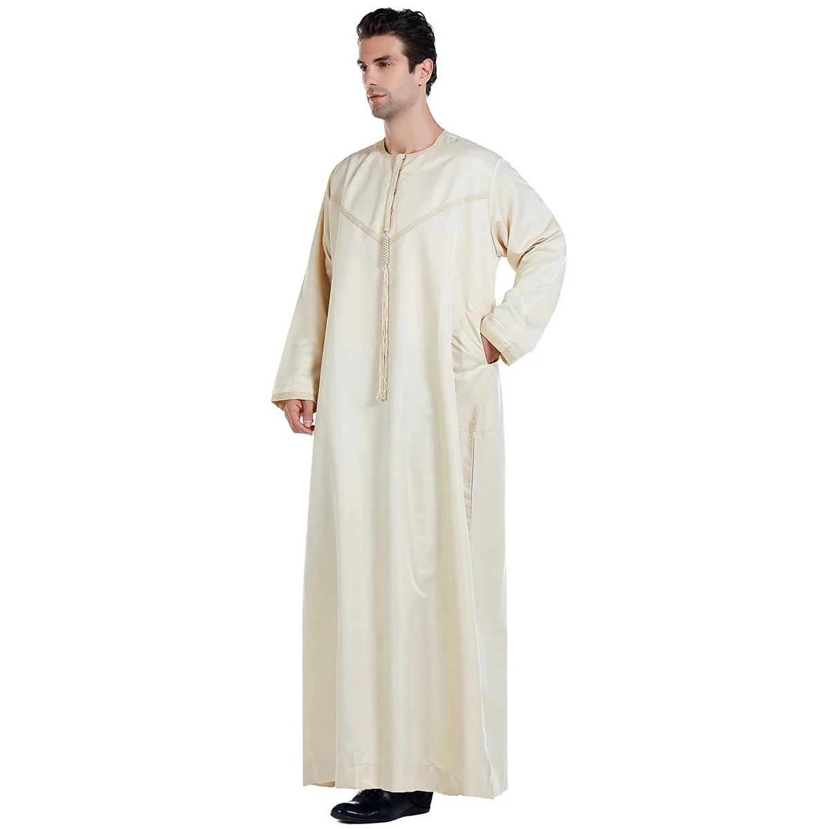 UNI Ramadan Muslim Men Abaya Jubba Thobe Long Dress Pakistan Dubai Arab Djellaba Kaftan Abaya Islamic Clothing Prayer Robe