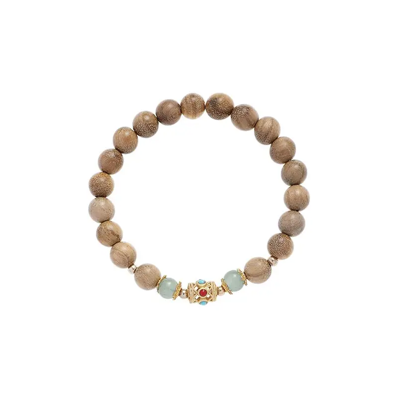 خشب الصندل سوار أنثى موري العتيقة زن محظوظ الخرز زوجين سوار دائرة واحدة العرقية نمط خمر لوحة اللعب سلسلة اليد