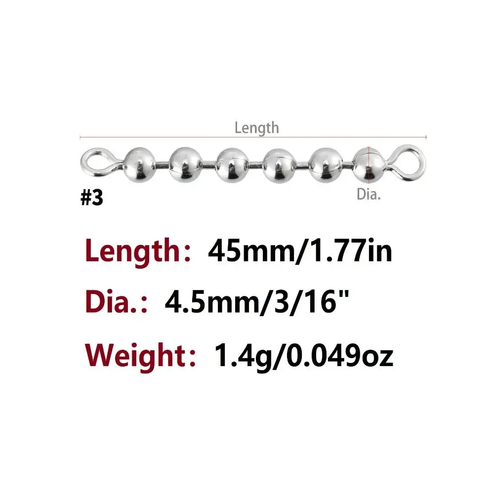 

5pcs Bead Fishing Bead Chain Swivel Eight-figure Ring Not Easily Detached Fishing Rolling Bead Chain Connector Stainless Steel