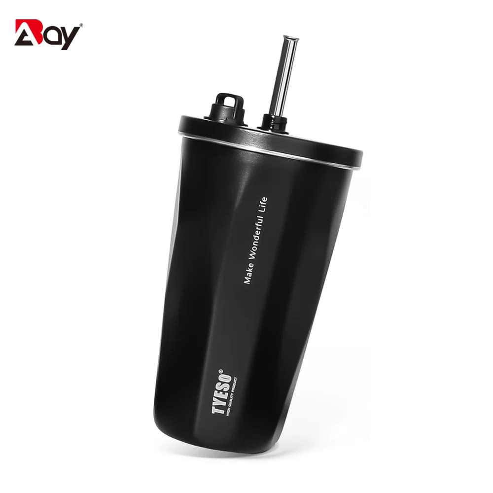 

Вакуумный термос TYESO, стакан, термоизоляционная изолированная кофейная кружка с крышкой и соломинкой из нержавеющей стали для горячих и холодных напитков
