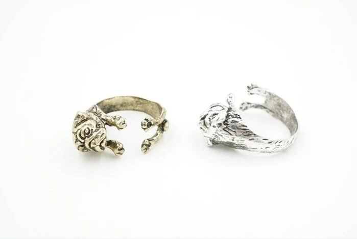 Retro Animal Bulldog Adjustable Ring For Girls Open Couple Ring Wedding Finger Accessories Jewelry Gift Anillos Mujer