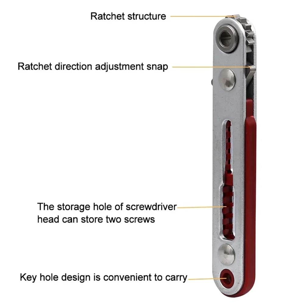 Ratchet wrench with T handle 5 pcs bit storage holes magnetic bit holder fits 6.35mm bits for repair and maintenance