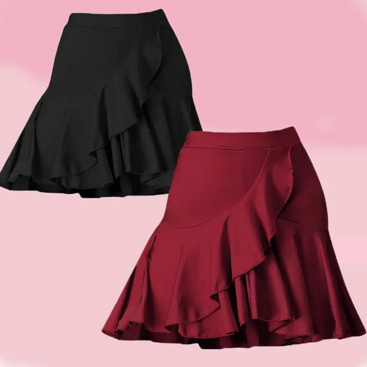 3 cores crianças latina dança vestido prática vestidos de desempenho latino para meninas elastano competição exame dança saia