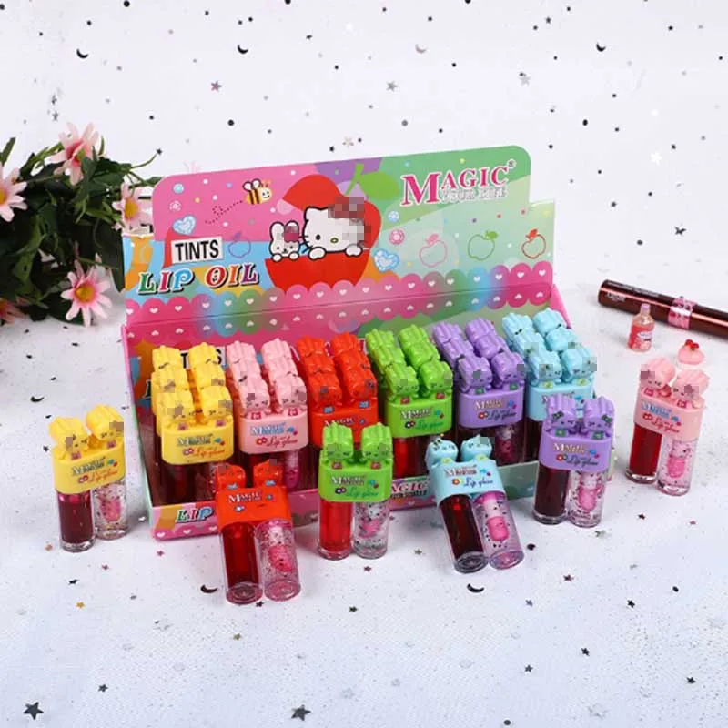 24Pcs Cute Hello Lip Gloss Lip Tint 6 Colors Set Long Lasting Waterproof Liquid Lipstick  Women Lips Makeup Wholesale