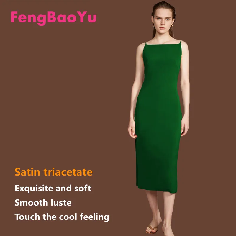 

Fengbaoyu Satin Triacetate Women's Strap Dress Spring Summer French Backless Sexy Dress Outdoor Casual Light Luxury Women's Wear