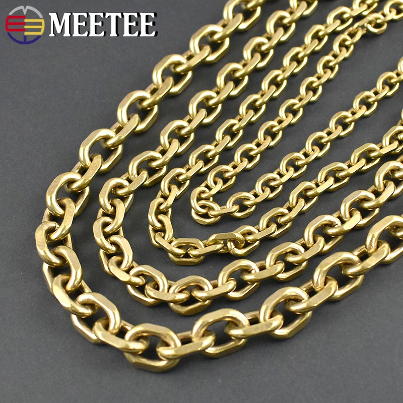 

30-100cm Solid Brass Wallet Chain Men Belt Pants Connect Keychain Trousers Jeans Metal Bag Chains DIY Leather Crafts Accessories