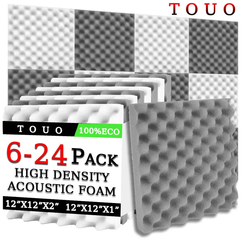 

TOUO Egg Trough Soundproof Foam 6/12/24 Pcs High Density Acoustic Foam Music Studio Wall Soundproofing Home Decoration